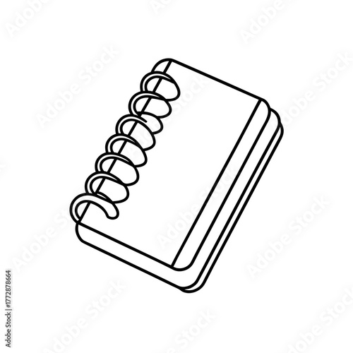 Simple spiral bound notebook art on transparent background