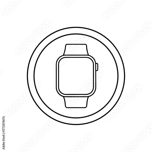 Smartwatch inside circular frame on transparent background