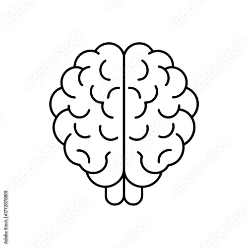 Brain outline simple illustration on transparent background