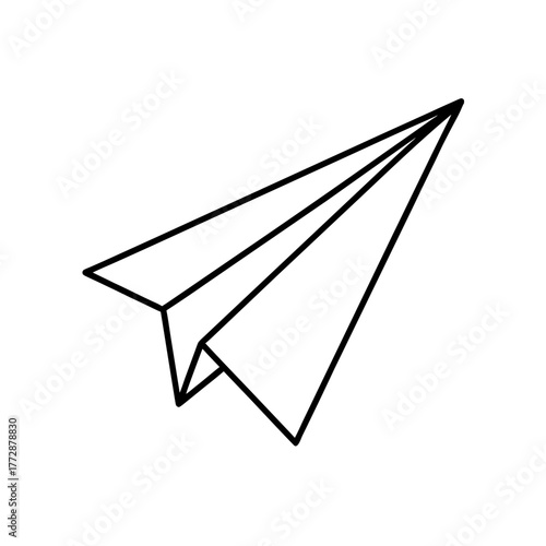 Simple outline paper airplane on transparent background