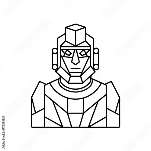 Geometric robot upper body art on transparent background