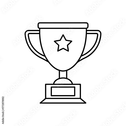 Outline of a trophy with star on transparent background