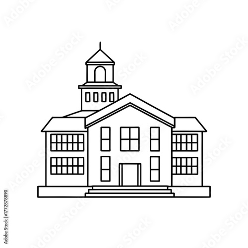 Outline of a building facade on transparent background