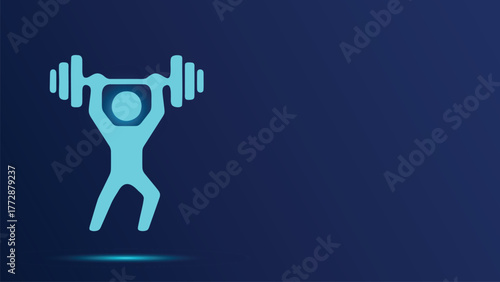 Glowing Weightlifting Barbell Icon on Dark Background - Fitness, Power, and Gym Training Concept