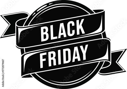 Bold Black Friday sale banner design announces major shopping event with impactful typography detailed vector drawing with solid fills