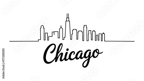 Chicago Skyline Illustration: A minimalist line art illustration showcases the iconic Chicago skyline, capturing its essence in a clean and elegant design.