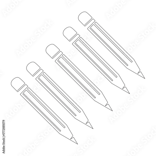 Continuous single one line art of ball pen in abstract minimal style isolated outline illustration.
