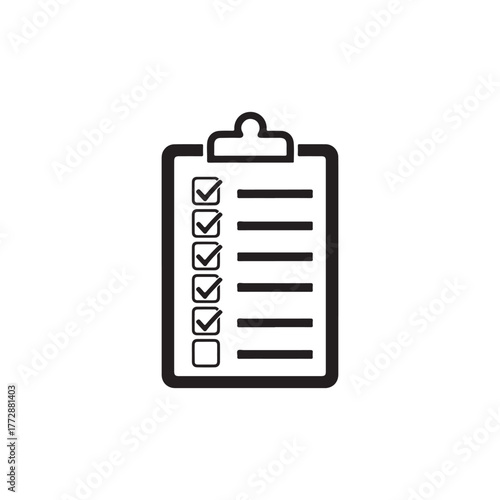 Checklist icon on a clipboard with checkboxes and lines, representing tasks and todo lists