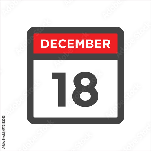 December 18 calendar icon - day of month