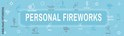 Fireworks and Independence Day Icon Set Web Header Banner