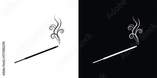 Incense Stick Line Art Vector, Black and White Minimal Illustration for Meditation, Aromatherapy, Spiritual, and Relaxation Concepts