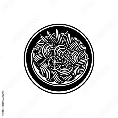 Abstract white organic shapes scattered against a solid black background creating a dynamic visual effect