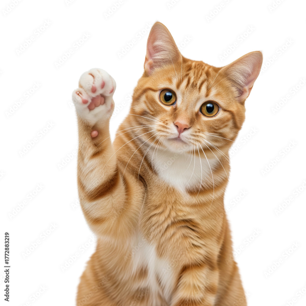 Obraz premium A cute cat high five isolated on white background