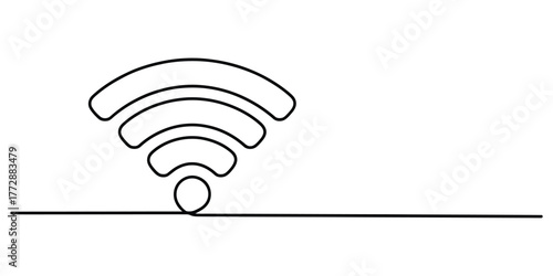 Minimalist continuous line drawing of a wi-fi signal symbol vector