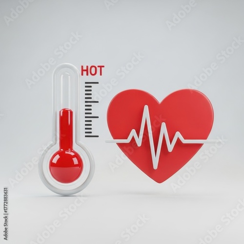 Heart Thermometer Hot Health Heartbeat Red Pulse Icon Love Fever