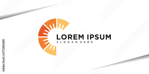 Sun logo design with geometric shapes