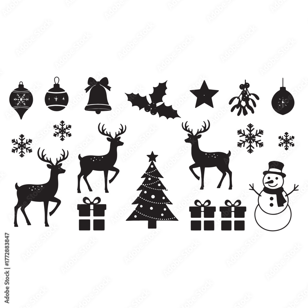 Obraz premium Festive Christmas Black Silhouettes