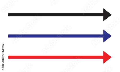 red, black & Blue arrow pointing towards right. vector illustration eps file. 