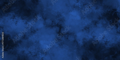 dark blue and black background design. abstract vintage background. blue isolated cumulus clouds. realistic mist smoky texture.