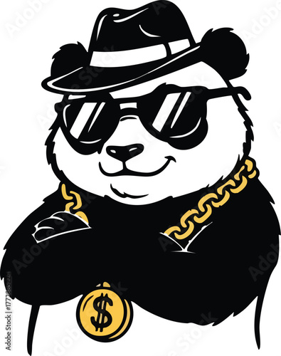 gangster panda, Tough Panda Mascot with Attitude Illustration