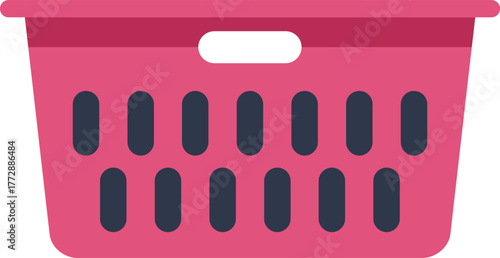 This empty pink laundry basket is waiting to be filled with dirty clothes