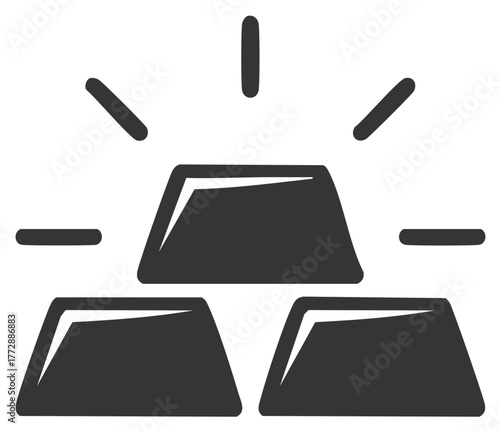 Minimalist vector icon of a shining stack of gold bullion bars