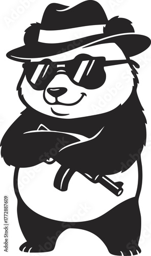 gangster panda, Tough Panda Mascot with Attitude Illustration