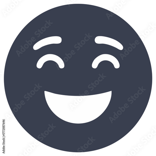 Smiling emoji, positive emotion illustration, happy face design, isolated vector