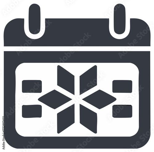 Winter Calendar Icon with Snowflake Design for Seasonal Events and Planning