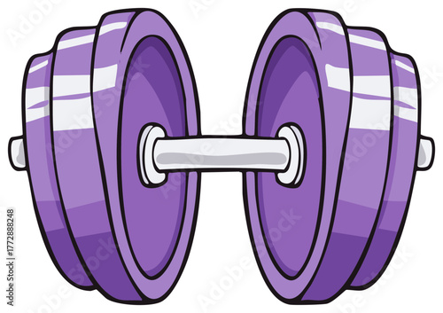 Cartoon Purple Dumbbell Illustration, Fitness Equipment for Exercise and Training