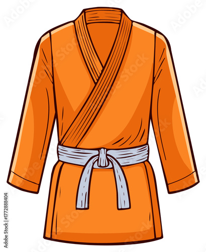 Vibrant orange martial arts gi with a simple white belt for training and practice
