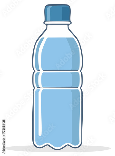 Cartoon Style Reusable Plastic Water Bottle Filled with Fresh Liquid Illustration