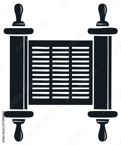 Illustration of a Torah scroll, a religious Jewish symbol, in a minimalistic style.