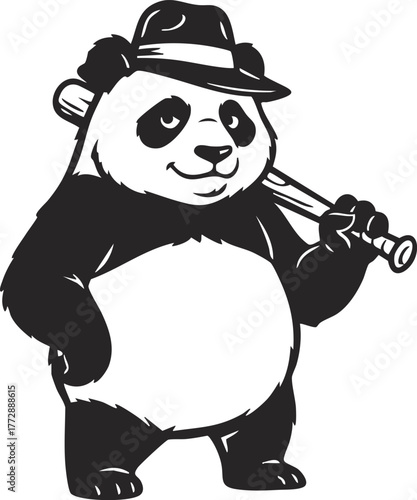 gangster panda, Tough Panda Mascot with Attitude Illustration