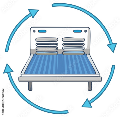 Tanning Bed Rotating Animation Cartoon Style Illustration