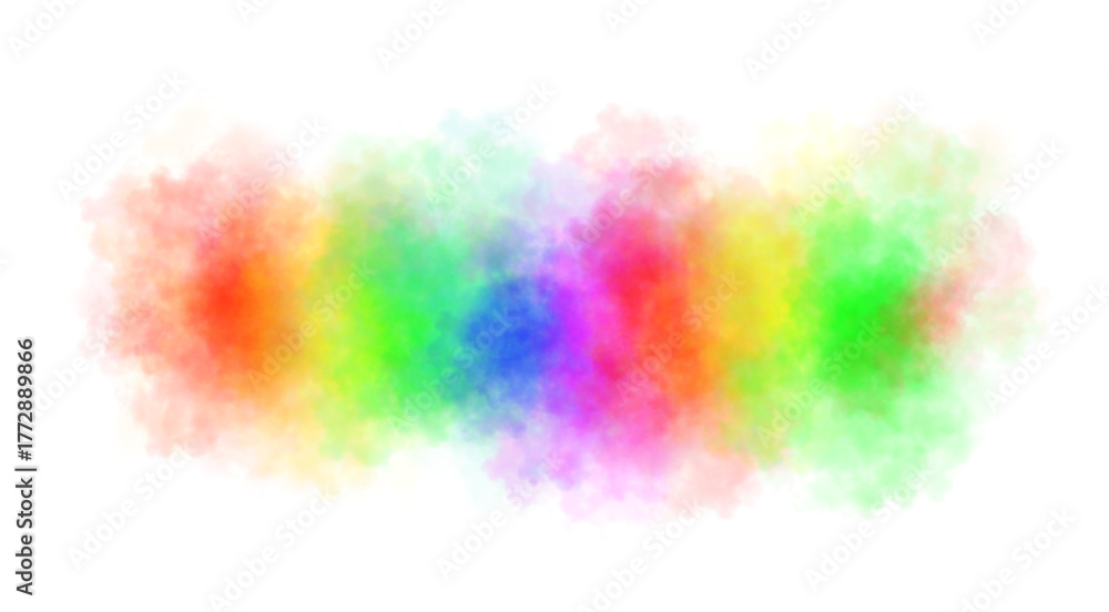 Fototapeta premium Vibrant colorful smoke cloud blending rainbow hues on transparent background realistic abstract vapor texture