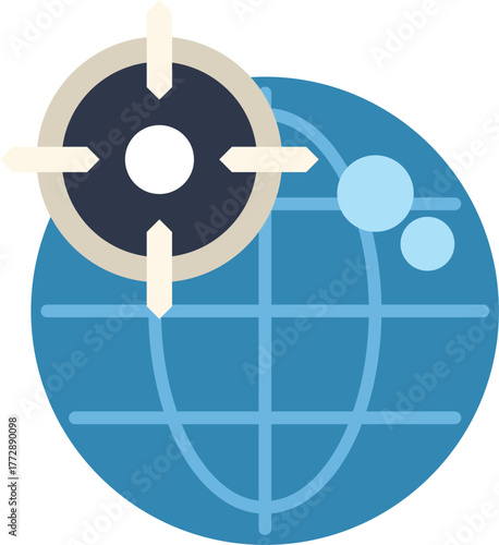 Global targeting marketing strategy with a scope over earth globe is representing the concept of choosing target audience for advertising campaign