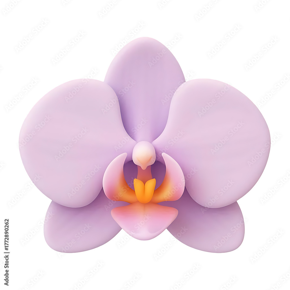 Fototapeta premium Delicate lavender orchid bloom isolated on plain surface