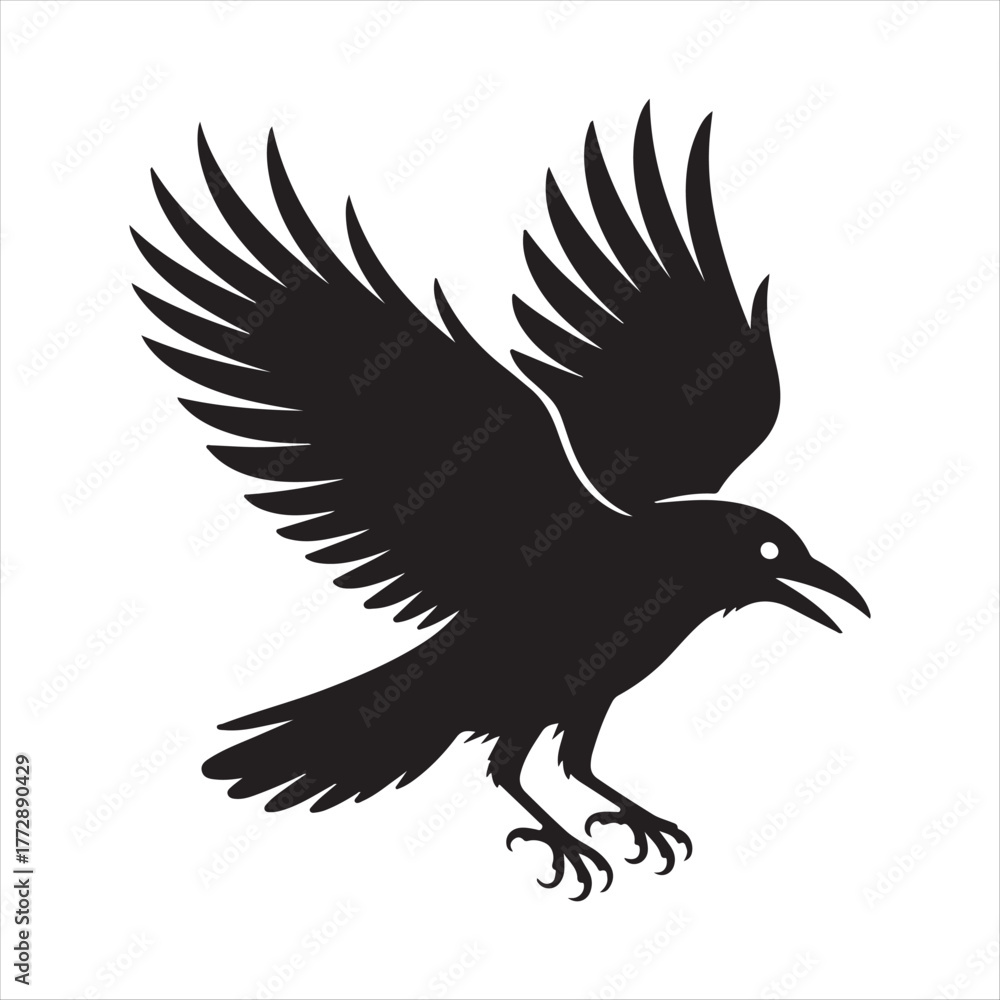 Fototapeta premium Bald eagle silhouette isolated on white