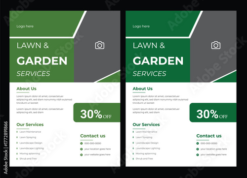 lawn care garden or landscaping services Tree and gardening service poster leaflet design. lawnmower flyer template. Lawn and gardening service flyer design template. Tree and gardening service poster