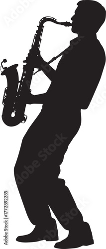 Silhouette vector of man playing saxophone isolated 