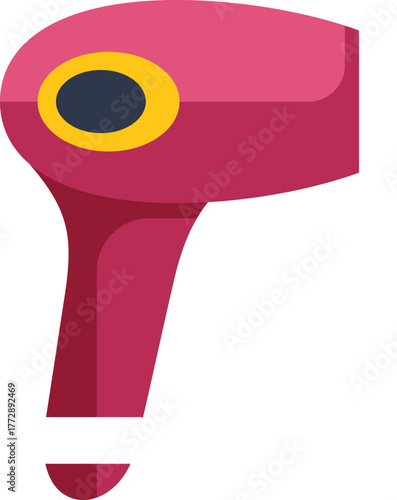 Pink hair dryer blowing hot air for styling and hairdressing