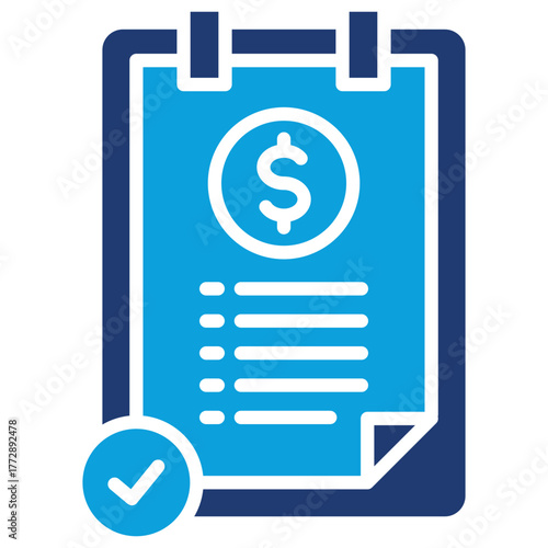 Financial Report Flat Blue Icon