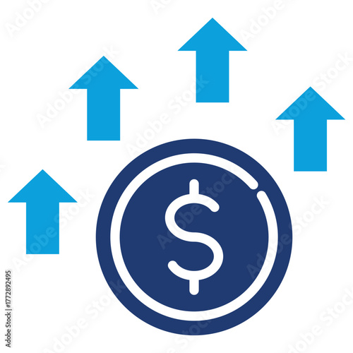 Money Growth Flat Blue Icon