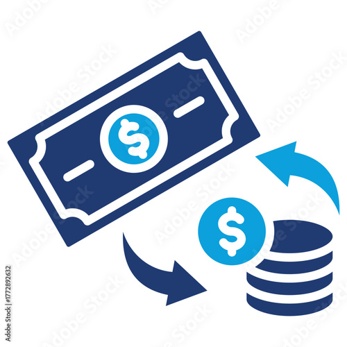 Money Exchange Flat Blue Icon