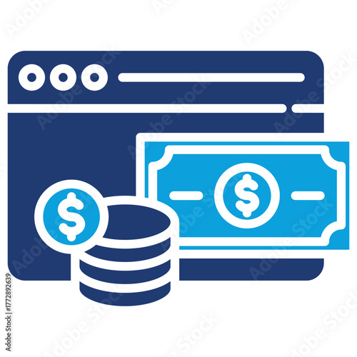Online Money Flat Blue Icon