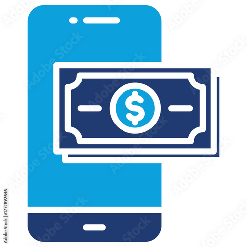 Digital Money Flat Blue Icon