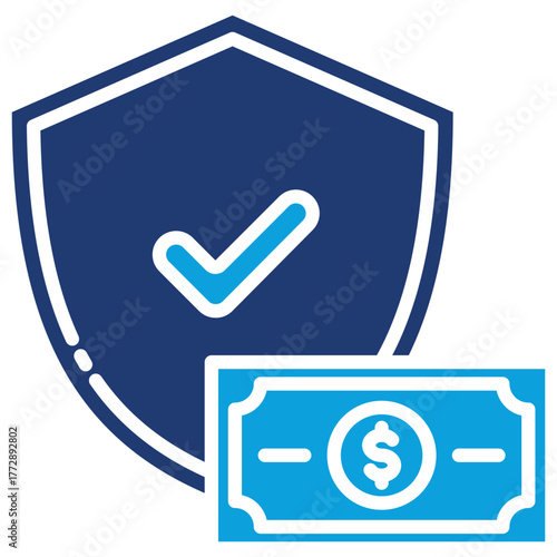 Money Shield Flat Blue Icon