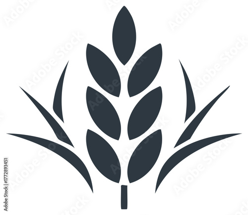 Wheat or Grain Stem Illustration. Isolated Graphic Symbol of Harvest