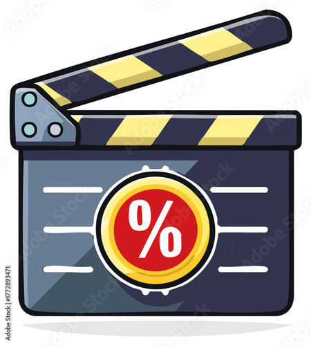 Film Slate with Percentage Sign for Movie Promotions and Discounts